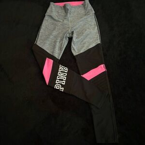 Victoria’s Secret PINK Grey Leggings with Pink & Black Accents